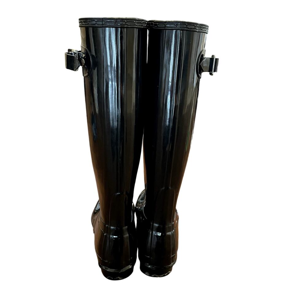 Hunter Original Tall Gloss Women's Pull On Rain Boots US Size 5 Black - Picture 2 of 8